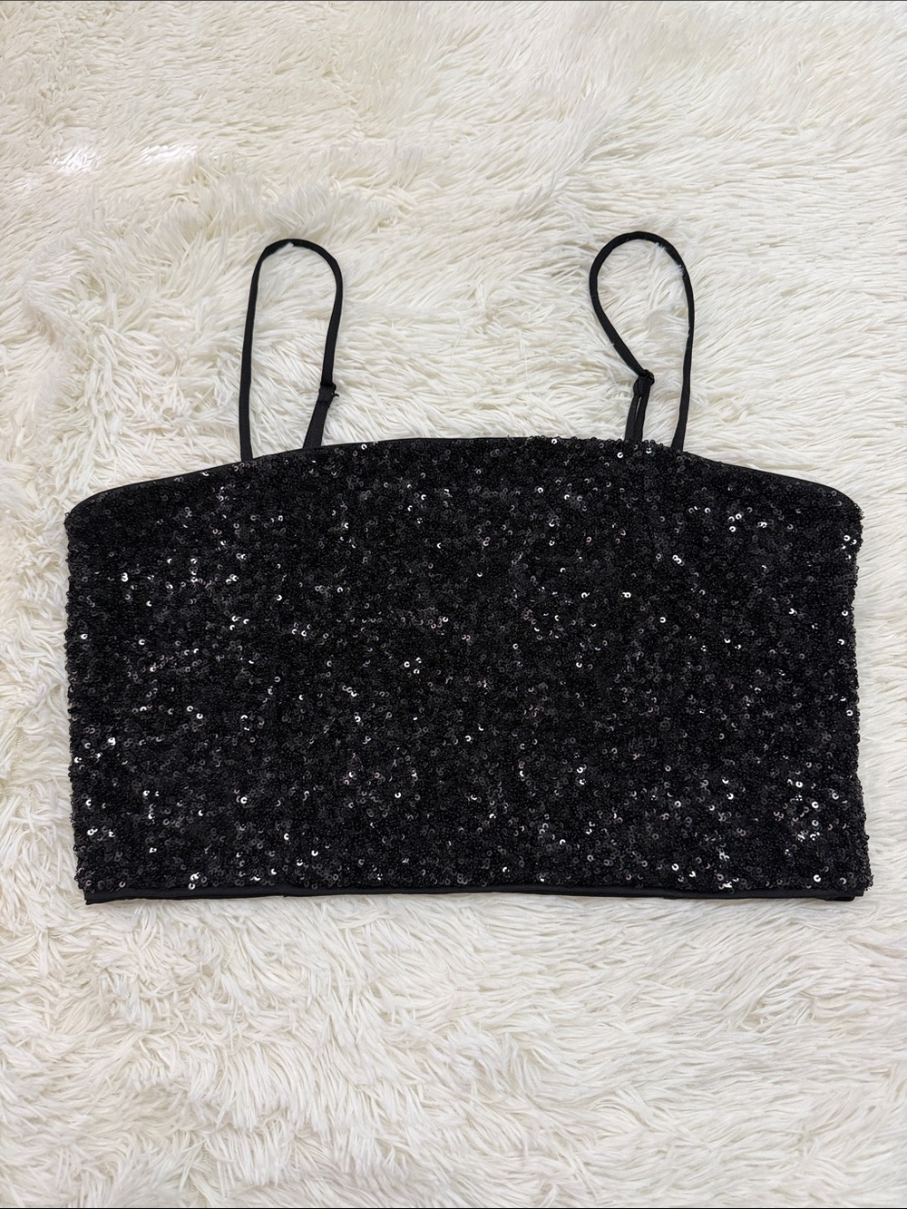Express Black Sequin Cropped Cami